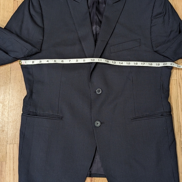 Calvin Klein Mens Blazer Blue Pinstripe Wool 2 Button Suit Jacket Sport Coat 40S - Picture 3 of 13
